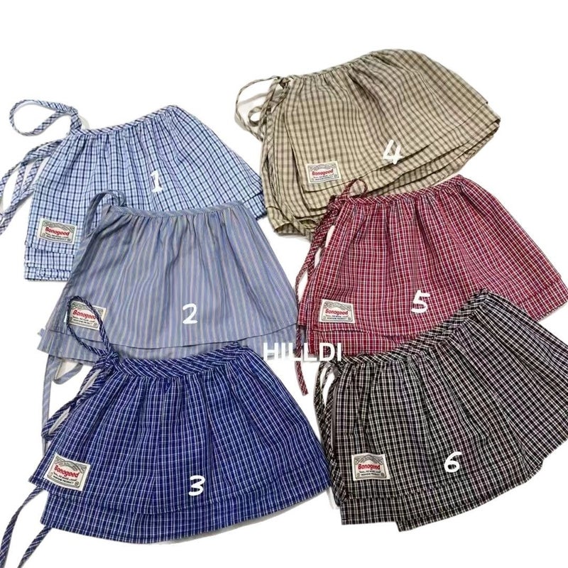 Korean Retro Plaid Tie Waist Skirt, Layering Hip Cover, Summer Mini Skirt - Image 1