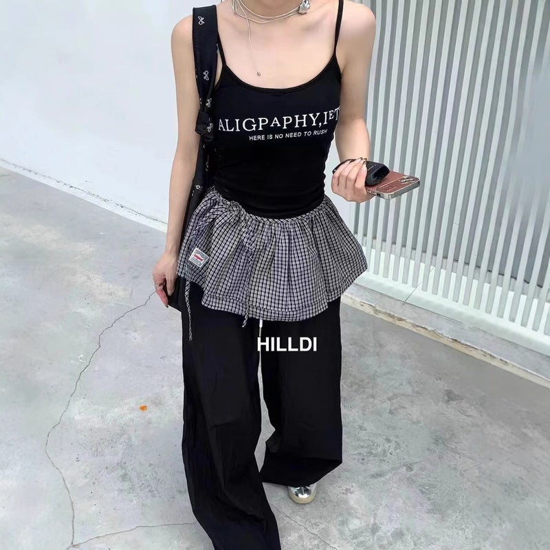 Korean Retro Plaid Tie Waist Skirt, Layering Hip Cover, Summer Mini Skirt - Image 4