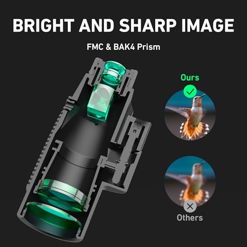 Gosky 15x52 HD Monocular, Monocular for Adults High Powered with Tripod, Monocular Compact with BAK4 Prism & FMC Lens, Bluetooth Camera Remote, Monoculars for Hunting, Bird Watching, Hiking,Traveling - Image 3