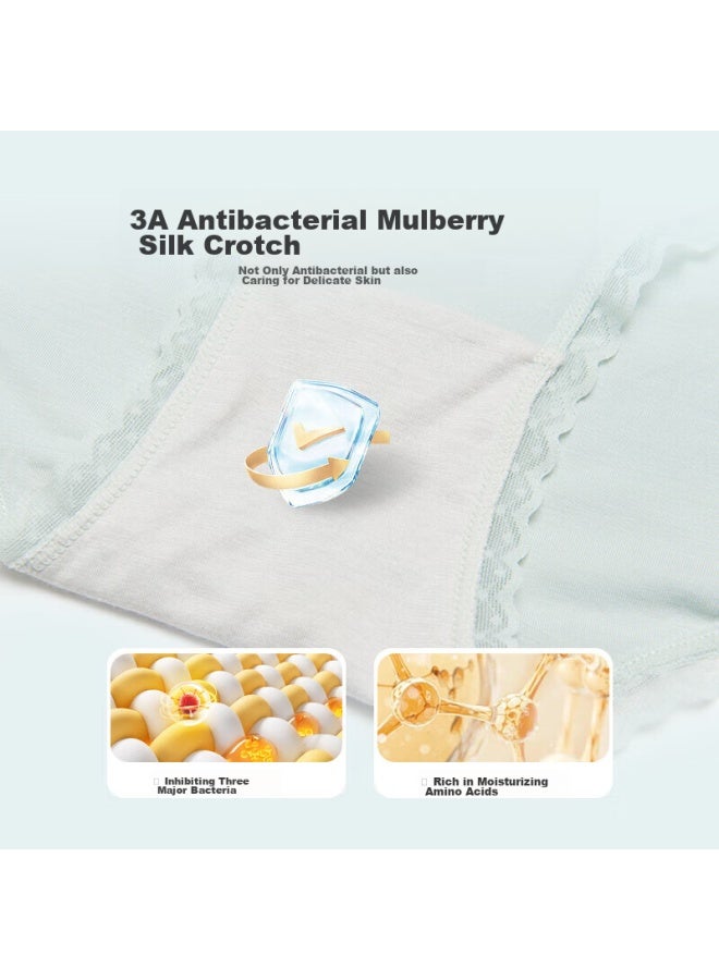 Easy and refreshing Yiershuang [silkworm Pupa Protein] 3-pack Women's Underwear, 60-count Mulberry Silk, 3a Antibacterial Triangle Panties, Women's Gift Box Set  - Image 3