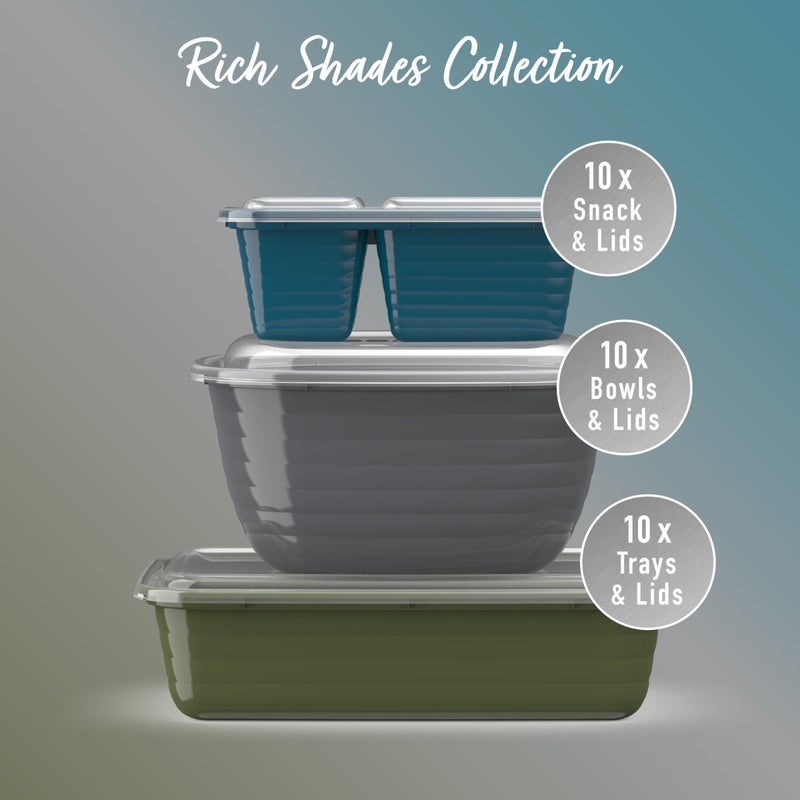 Bentgo Prep 60-Piece Variety Meal Prep Kit - Reusable Food Containers 1-Compartment Trays  Prep Bowls  & Snack Boxes for Healthy Eating - Microwave  Freezer  & Dishwasher Safe (Rich Shades) - Image 4