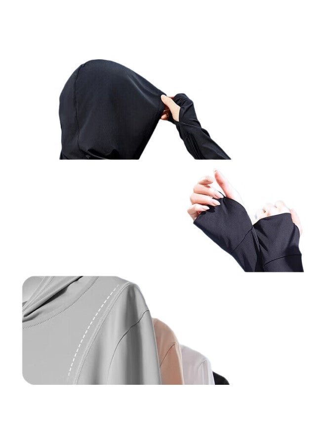 Ousen Sun Protection Clothing For Women, Spring And Summer Ice Silk Sun Protection Garment, Slim-Fit Outdoor Cycling Sun-Blocking Hooded Jacket, Sun Protection Shirt, Skin-Friendly Outerwear - Image 3