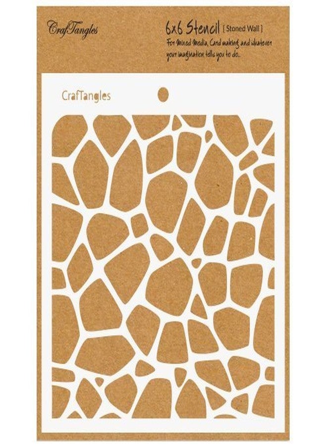 CrafTangles Art and Craft Stencil - Stoned Wall, 6x6 inch, Reusable, use for DIY Painting on Canvas, Fabric, Cloth, Paper, Glass, Furniture, Wall, Mixed Media and Decoupage, 1Pc, CTCS72