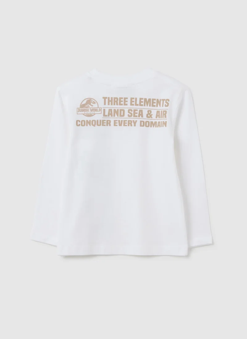 Ovs CHILDREN'S PURE COTTON WHITE REGULAR FIT T-SHIRT WITH JURASSIC WORLD PRINT