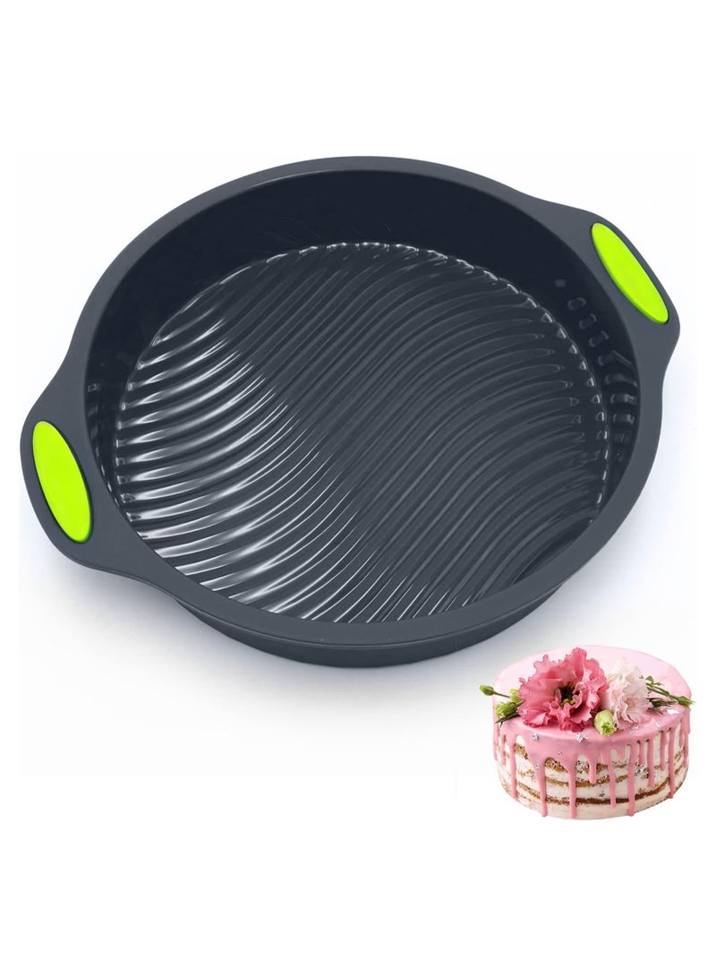 Silicone Baking Cake Mould, 9 Inch Non-Stick Cake Tin, Round Cake Pan Silicone Pan, Silicone Cake Moulds for Layer Cake Cheesecake Pies Pizza Birthday Party DIY - Image 1