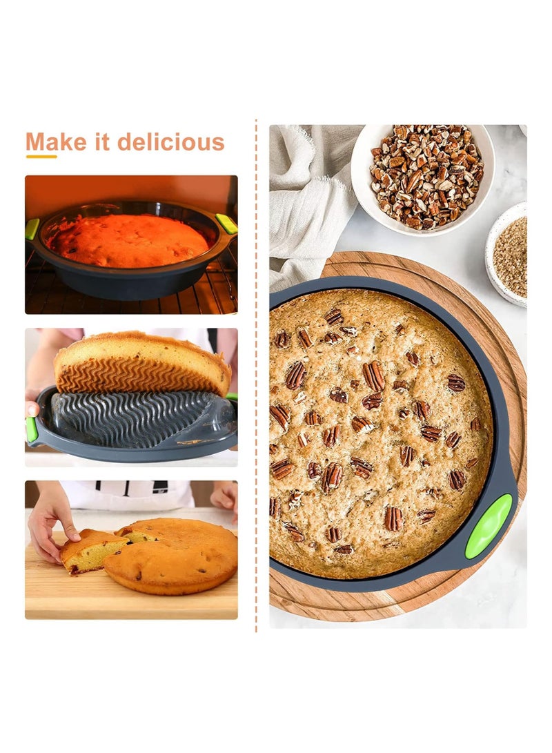 Silicone Baking Cake Mould, 9 Inch Non-Stick Cake Tin, Round Cake Pan Silicone Pan, Silicone Cake Moulds for Layer Cake Cheesecake Pies Pizza Birthday Party DIY - Image 2
