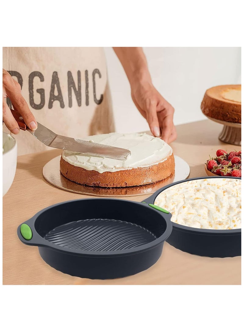 Silicone Baking Cake Mould, 9 Inch Non-Stick Cake Tin, Round Cake Pan Silicone Pan, Silicone Cake Moulds for Layer Cake Cheesecake Pies Pizza Birthday Party DIY - Image 3