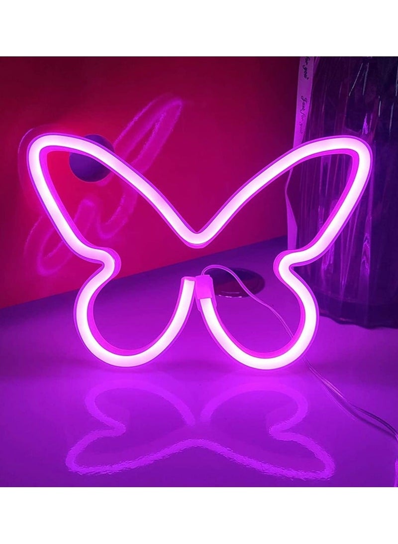Captaintech Neon Lights Led Lamp Signs Butterfly Neon Light Room Decor Aesthetic Led Light Butterfly Night Light for Bedroom Bar Hotel Party Wedding Party Kids Room Game Room Wall Art Decoration - Image 1