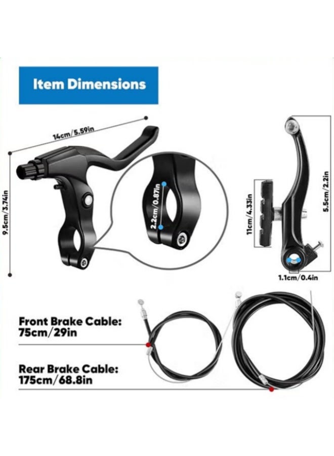 عربست طقم مكابح V-Brake للدراجات: مجموعة مكابح أمامية وخلفية من الألومنيوم بالكامل مع أدوات التركيب، مكابح بديلة باللون الأسود مخصصة للدراجات الجبلية والدراجات الهجينة. - Image 4