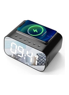 5 in1 Digital Clock, Wireless Charging Digital Alarm Clock Bluetooth Speakers Radio Bedroom Gift Clock, LED Display Multi-functional 2 Alarms Desk Clock