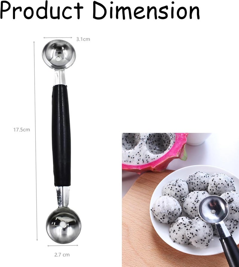 Anglepingping 2 Pack Melon Baller Scoop,Stainless Steel Double Ended Headed Fruit Ice Cream Ball Spoon,DIY Fruit Platter Ball Tool Scooper for Watermelon/Ice Cream/Fruits/Meatball/Sorbet - Image 2