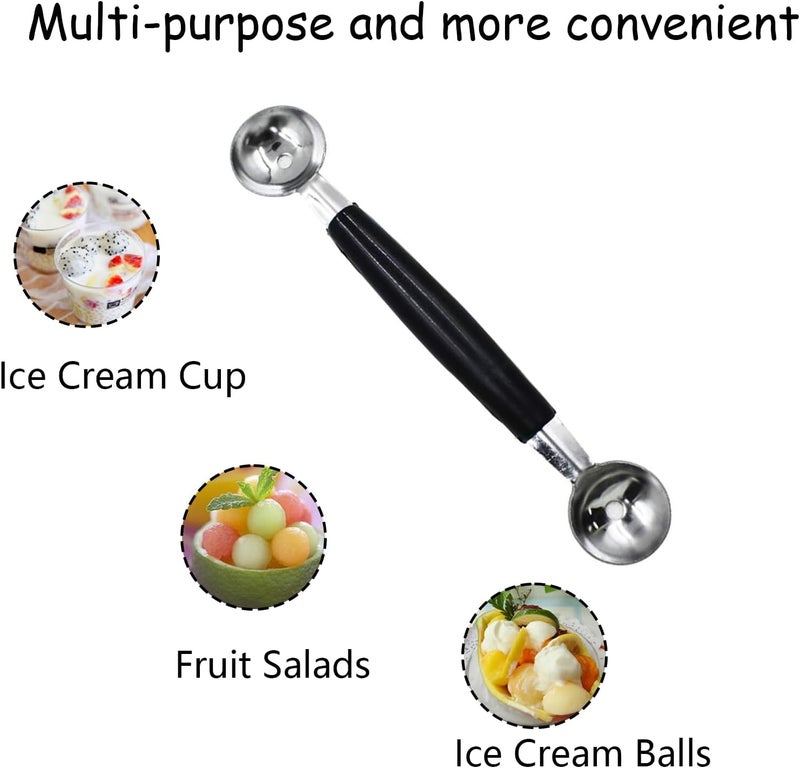 Anglepingping 2 Pack Melon Baller Scoop,Stainless Steel Double Ended Headed Fruit Ice Cream Ball Spoon,DIY Fruit Platter Ball Tool Scooper for Watermelon/Ice Cream/Fruits/Meatball/Sorbet - Image 3