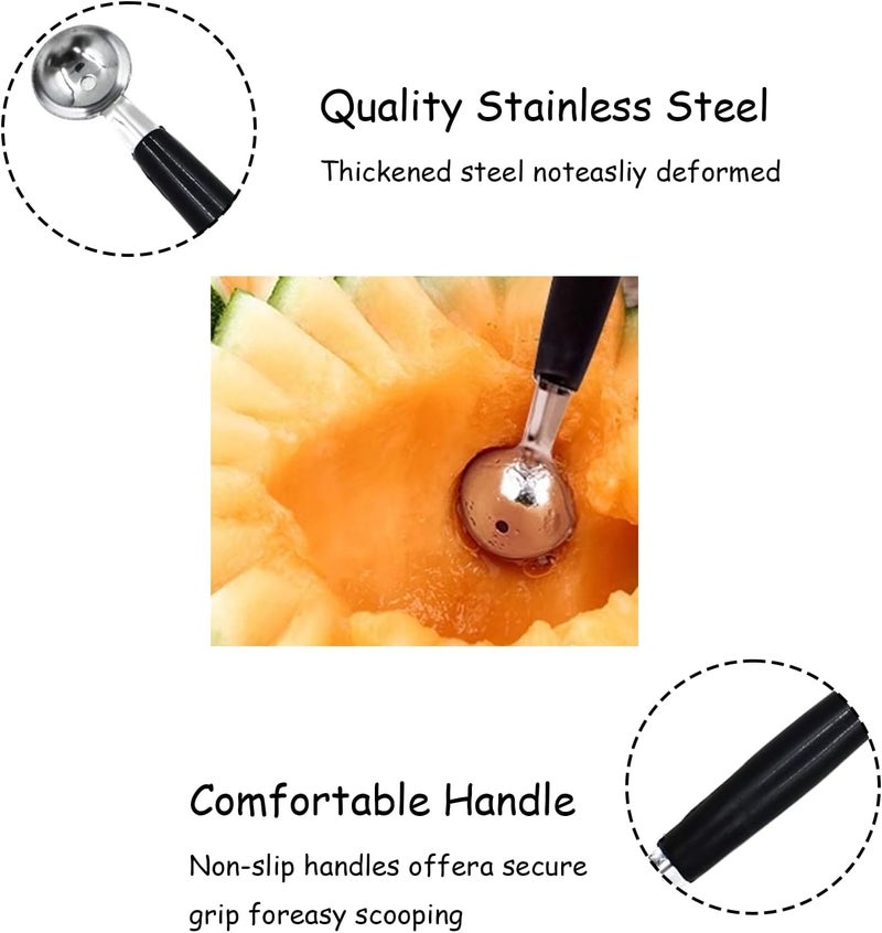 Anglepingping 2 Pack Melon Baller Scoop,Stainless Steel Double Ended Headed Fruit Ice Cream Ball Spoon,DIY Fruit Platter Ball Tool Scooper for Watermelon/Ice Cream/Fruits/Meatball/Sorbet - Image 4