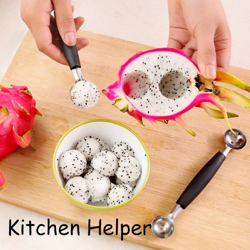 Anglepingping 2 Pack Melon Baller Scoop,Stainless Steel Double Ended Headed Fruit Ice Cream Ball Spoon,DIY Fruit Platter Ball Tool Scooper for Watermelon/Ice Cream/Fruits/Meatball/Sorbet - Image 5