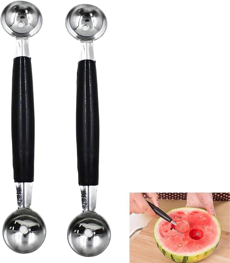 Anglepingping 2 Pack Melon Baller Scoop,Stainless Steel Double Ended Headed Fruit Ice Cream Ball Spoon,DIY Fruit Platter Ball Tool Scooper for Watermelon/Ice Cream/Fruits/Meatball/Sorbet - Image 1