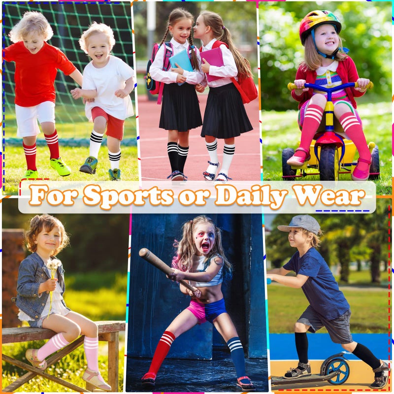 Sarfel Girls Soccer Socks Youth Soccer Socks Kids Soccer Socks Kids 4-6 Toddler Kids Baseball Socks Pink Girls Knee High Socks - Image 2
