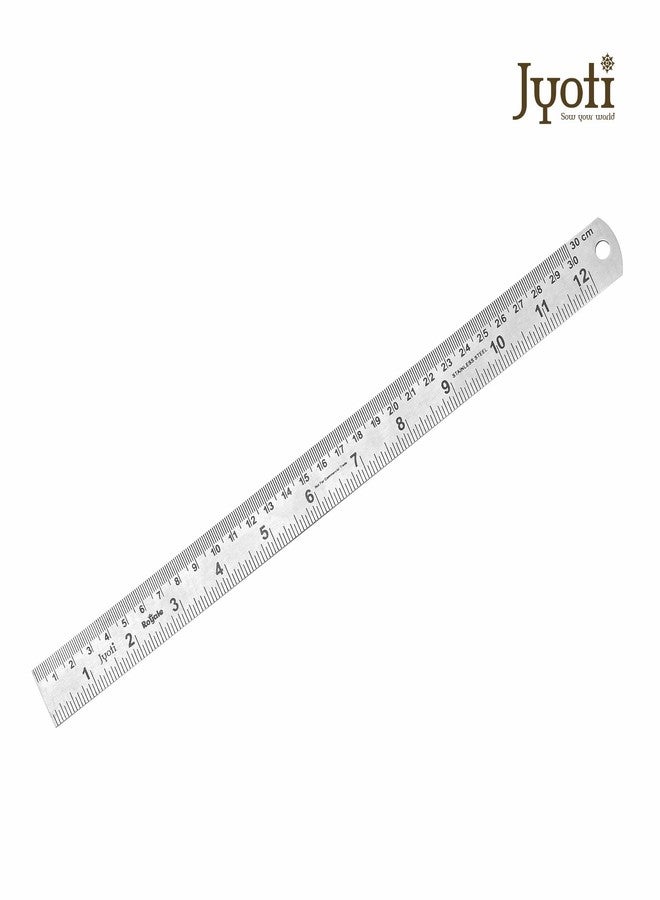 Jyoti Ruler/Scale - Royale (2 Pcs of Size 30cm (Sumo) of Stainless Steel) Imperial & Metric Measurements, Double Sided, Straight Edges, Measuring Tool for Architects, Engineers, Students - Pack of 2 - Image 2