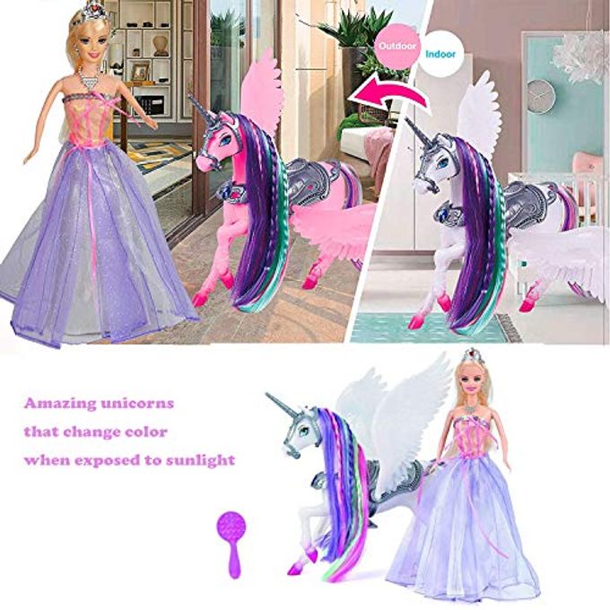 Bettina Color Change Unicorn and Fairy Tale Princess Doll, W/ Mane Brush, Girls' Unicorn Doll Toys Gifts, Presents for Girl Kids Aged 3+ - Image 3