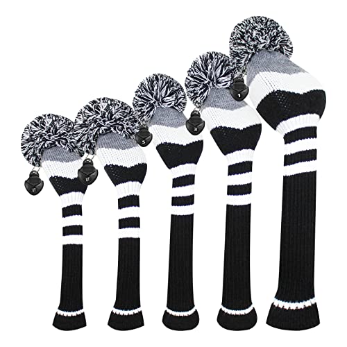 Scott Edward Knit Golf Club Cover for Woods and Driver Set of 5 Head Covers Protect Driver Wood(460cc) 1 Fairway Wood2 and Hybrid/UT2 with Rotating Club Number Tags - Image 1