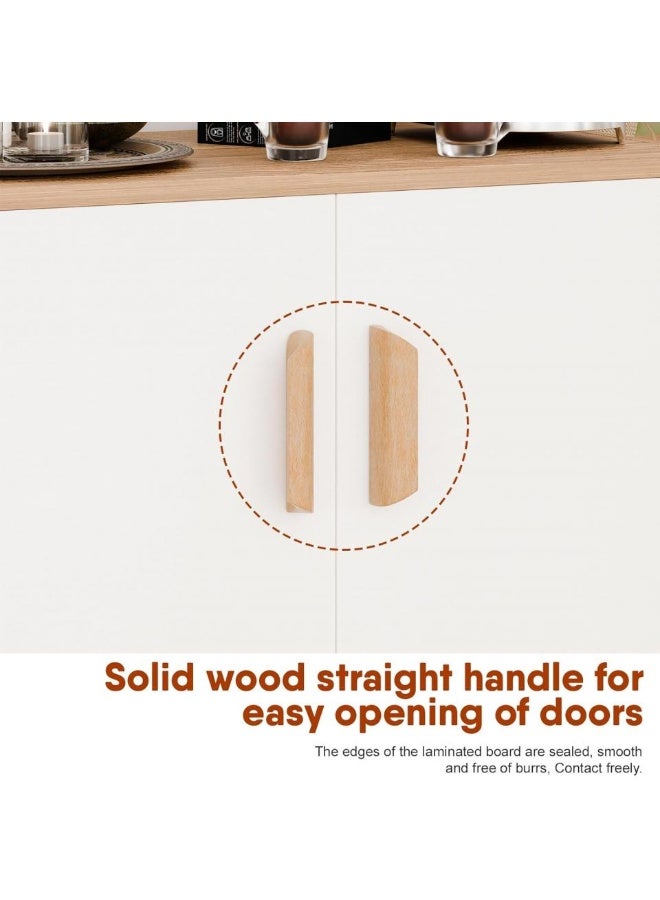 اليسا خزانة تخزين خشبية عصرية بثلاثة أدراج وبابين - خزانة جانبية مسطحة بمقابض خشبية لغرفة المعيشة وغرفة النوم - Image 4