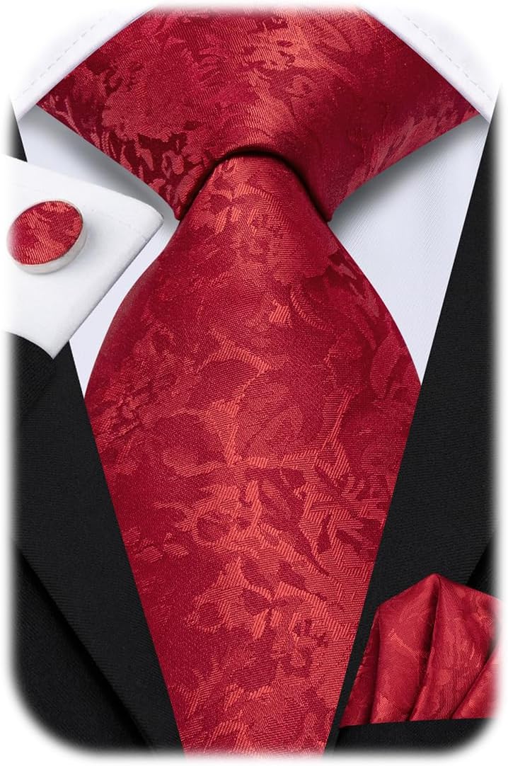 Hi-Tie Men's Tie Sets Silk Paisley Striped Necktie Pocket Square Cuff-links Sets Wedding Business Holiday - Image 1