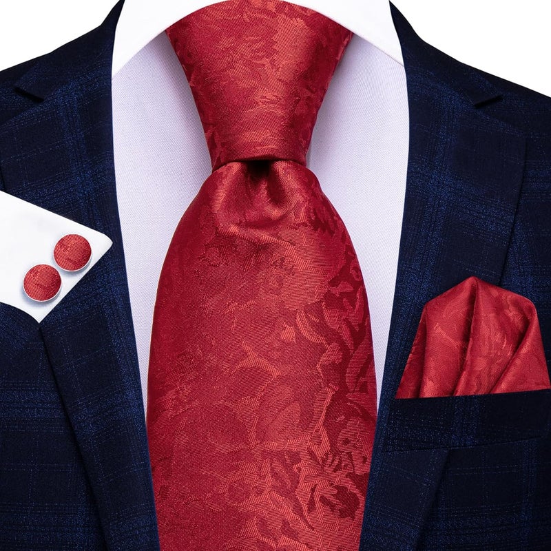 Hi-Tie Men's Tie Sets Silk Paisley Striped Necktie Pocket Square Cuff-links Sets Wedding Business Holiday - Image 3