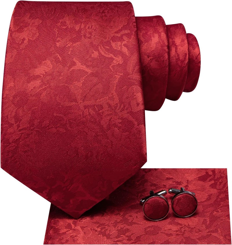 Hi-Tie Men's Tie Sets Silk Paisley Striped Necktie Pocket Square Cuff-links Sets Wedding Business Holiday - Image 2