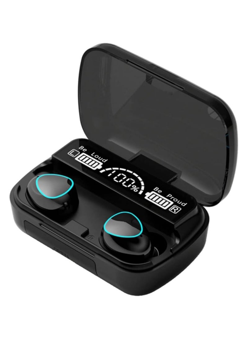 Bluetooth Earbuds TWS Wireless Headphones Waterproof In-Ear Earbuds M10 Headphones 9D Stereo Sports Headphones with Microphone Charging Case Black, Mini Earbuds - Image 1