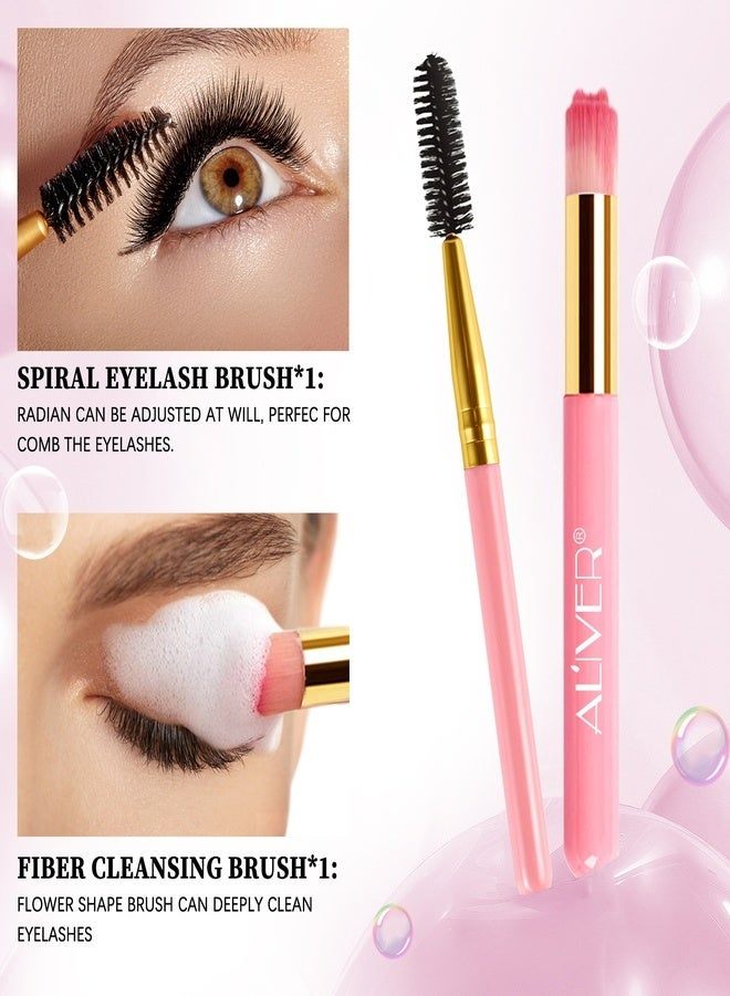 ALIVER Eyelash Extension Cleanser Eyelid Foaming Cleanser Eye lash Extension Shampoo Brush(50ml, 1.7fl oz), Eyelid Cleanser for Makeup Remover Paraben & Sulfate Free for Salon and Home Use - Image 4