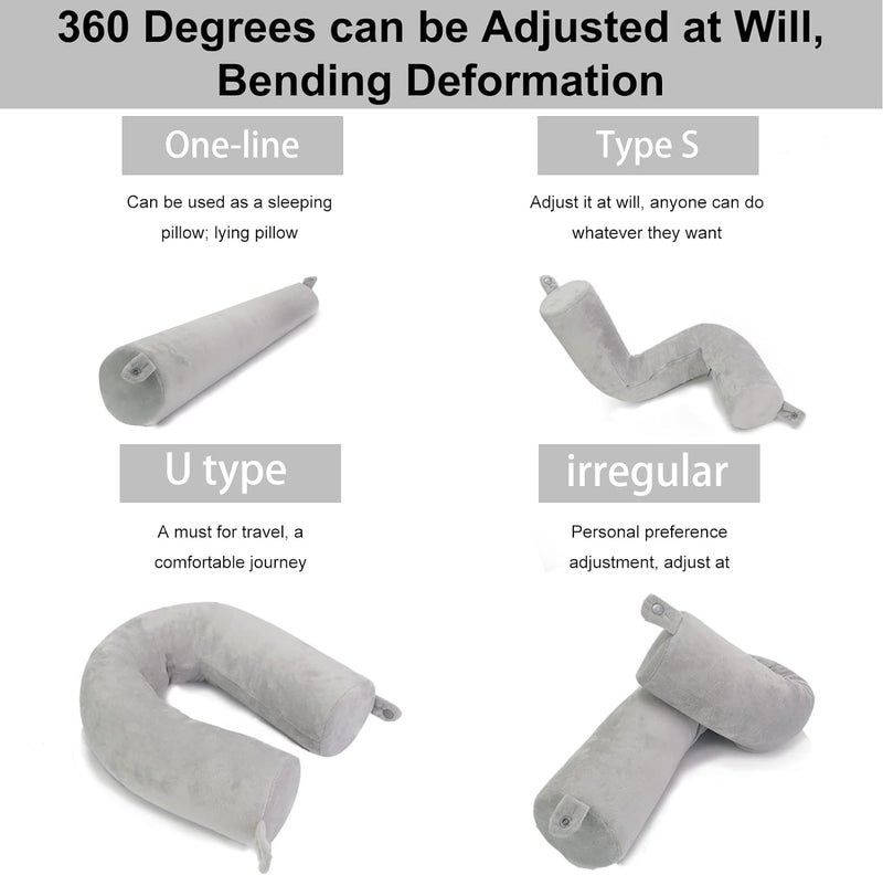 WOLBLIX Twist Memory Foam Travel Pillow for Neck Chin Lumbar and Leg Support for Traveling on Airplane Train Bus or at Home Adjustable Bendable Roll Pillow with Washable Soft Cover - Image 3