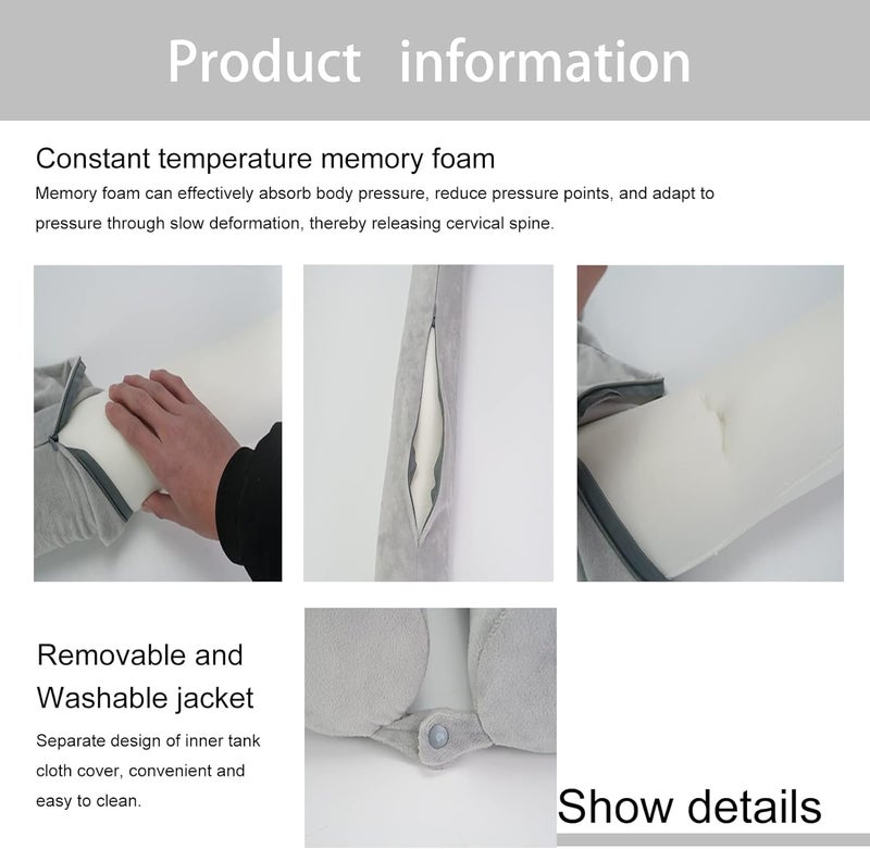 WOLBLIX Twist Memory Foam Travel Pillow for Neck Chin Lumbar and Leg Support for Traveling on Airplane Train Bus or at Home Adjustable Bendable Roll Pillow with Washable Soft Cover - Image 4