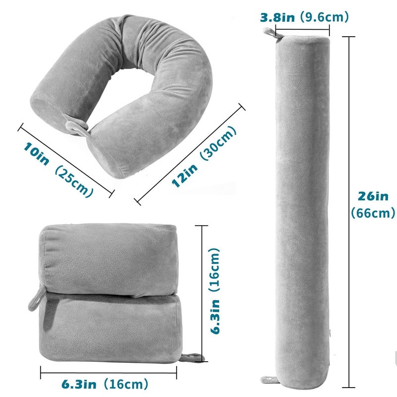 WOLBLIX Twist Memory Foam Travel Pillow for Neck Chin Lumbar and Leg Support for Traveling on Airplane Train Bus or at Home Adjustable Bendable Roll Pillow with Washable Soft Cover - Image 5