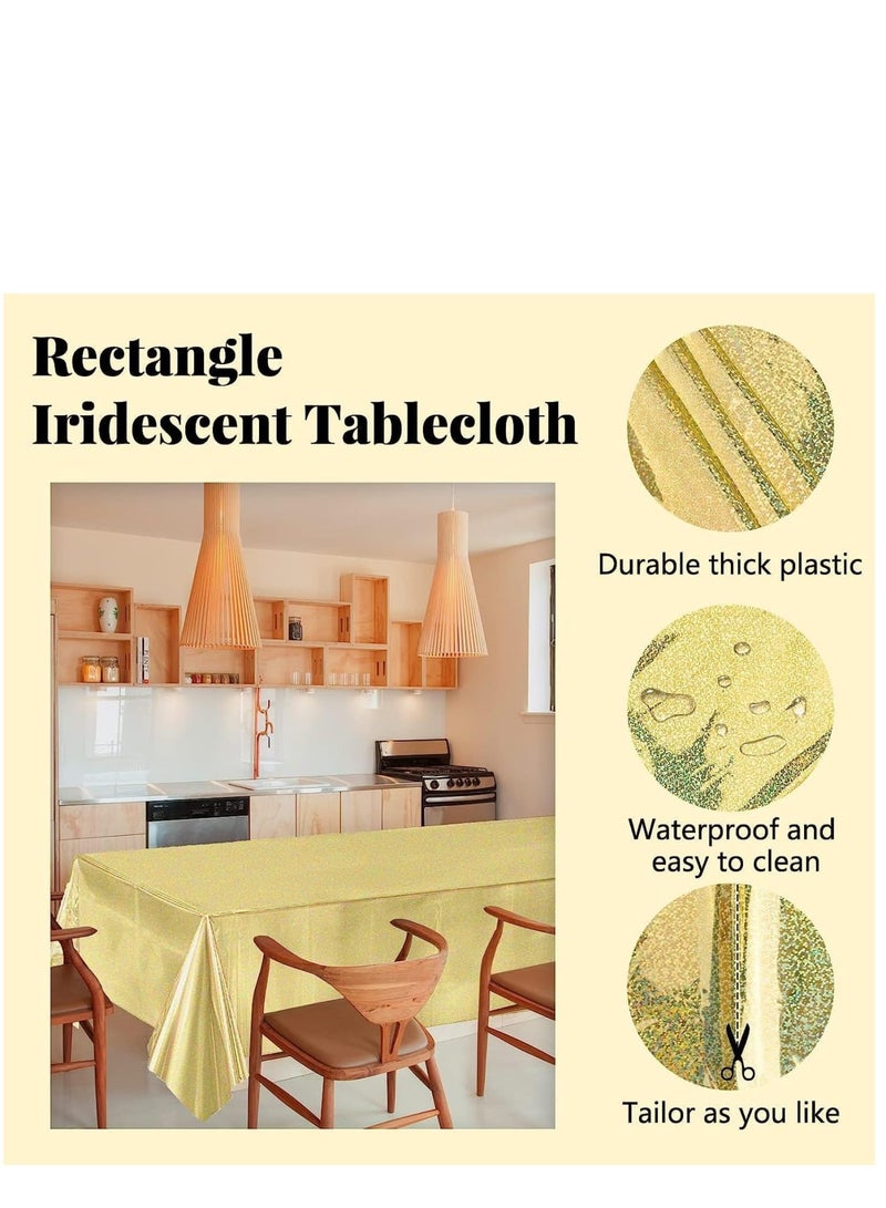 Zikra 3 Pack Gold Sequin Plastic Tablecloths Shiny Disposable Rectangle Table Covers Table Cloth for Wedding Party Birthday Baby Shower Decoration - Image 5