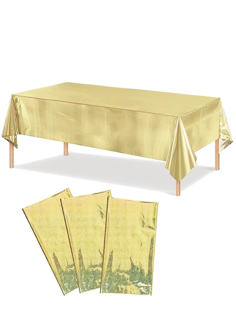 Zikra 3 Pack Gold Sequin Plastic Tablecloths Shiny Disposable Rectangle Table Covers Table Cloth for Wedding Party Birthday Baby Shower Decoration - Image 1