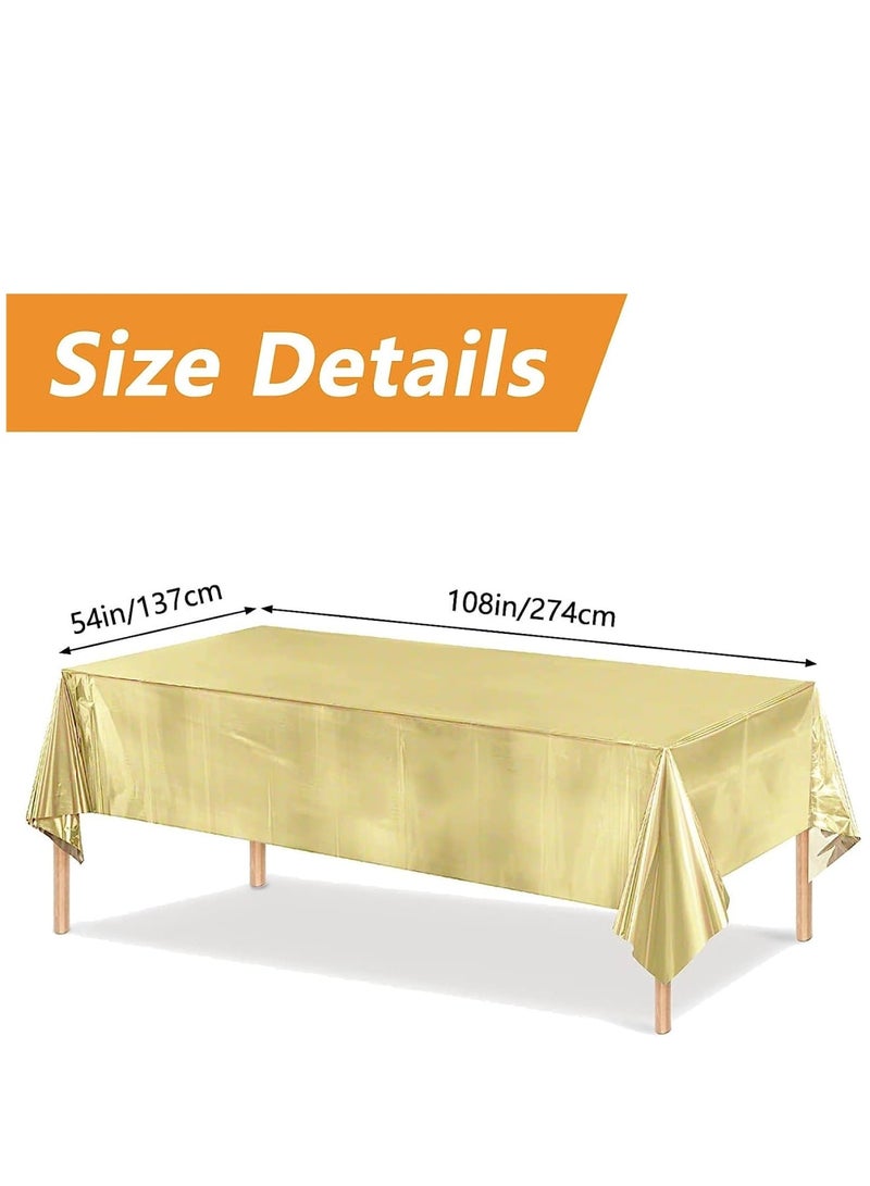 Zikra 3 Pack Gold Sequin Plastic Tablecloths Shiny Disposable Rectangle Table Covers Table Cloth for Wedding Party Birthday Baby Shower Decoration - Image 2