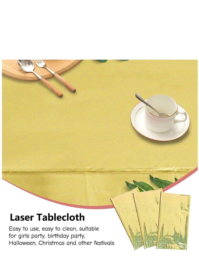 Zikra 3 Pack Gold Sequin Plastic Tablecloths Shiny Disposable Rectangle Table Covers Table Cloth for Wedding Party Birthday Baby Shower Decoration - Image 4