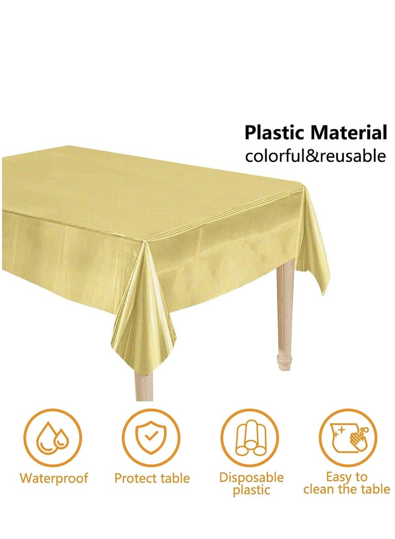 Zikra 3 Pack Gold Sequin Plastic Tablecloths Shiny Disposable Rectangle Table Covers Table Cloth for Wedding Party Birthday Baby Shower Decoration - Image 3