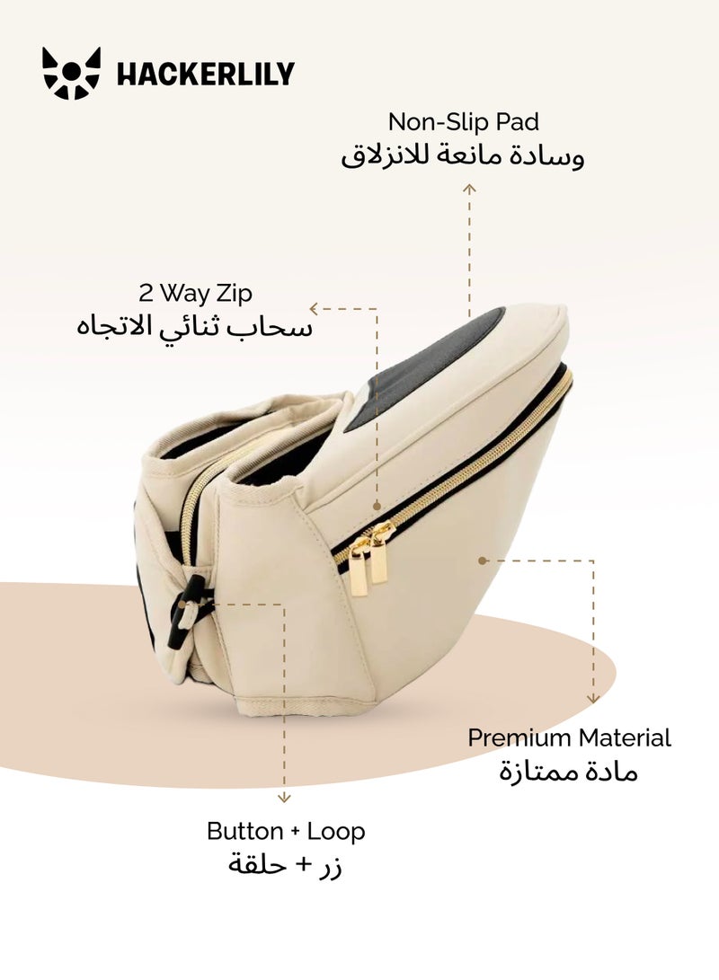 Hackerlily Ergonomic Hip Seat Baby Carrier | Strap-Free Hipseat with Storage & Bottle Holder | Non-Slip Seat | Vegan Leather | For Babies & Toddlers | 30×18×15 CM - Image 4