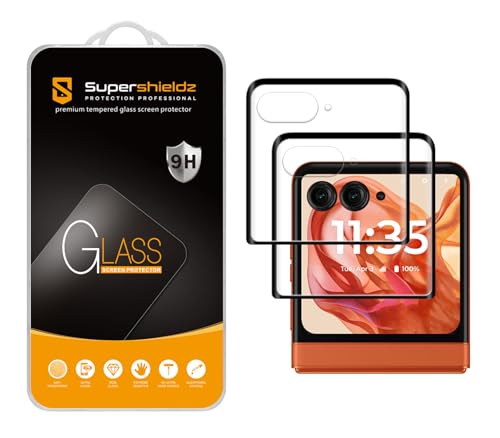 Supershieldz (2 Pack) Designed for Motorola Razr 2024/2025 (Front Screen Only) Tempered Glass Screen Protector, Anti Scratch, Bubble Free (Black) - Image 1