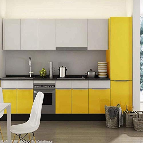 HOME13™ Glossy Wallpaper Peel & Stick Contact Paper Decorative Self Adhesive Vinyl Wallpaper for Kitchen Cabinet Furniture Countertop Waterproof (24inches by 48inches, Yellow Glossy Wallpaper) - Image 5