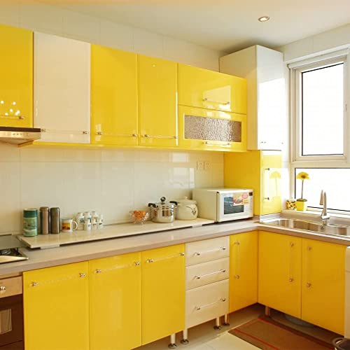 HOME13™ Glossy Wallpaper Peel & Stick Contact Paper Decorative Self Adhesive Vinyl Wallpaper for Kitchen Cabinet Furniture Countertop Waterproof (24inches by 48inches, Yellow Glossy Wallpaper) - Image 3