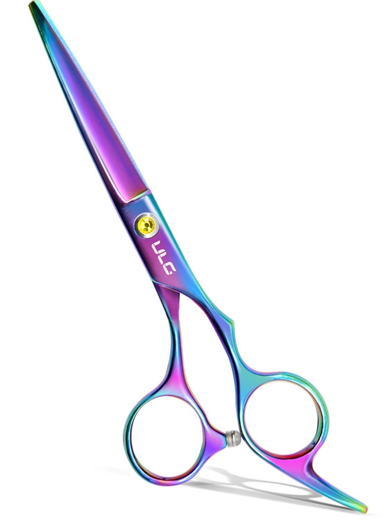 ULG Hair Cutting Scissors, Professional Hair Scissors 6.5 inch Right-Hand Razor Edge Barber Shears Salon Hair Cutting Shears Made of Japanese Stainless Steel, Hand Sharpened Rainbow - Image 1