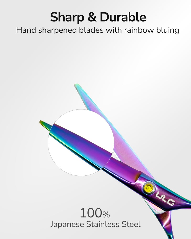 ULG Hair Cutting Scissors, Professional Hair Scissors 6.5 inch Right-Hand Razor Edge Barber Shears Salon Hair Cutting Shears Made of Japanese Stainless Steel, Hand Sharpened Rainbow - Image 4