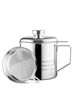 Excefore 1.2L Oil Strainer Container, Stainless Steel Kitchen Cooking Oil Storage Pot Grease Keeper with Detachable Fine Mesh Filter  - Image 1