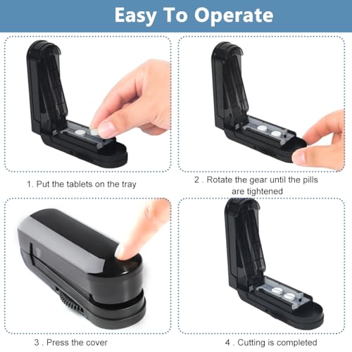 HANNEA® Multiple Pill Splitter, Adjustable Pill Splitter Cutter with Accurate Pill Alignment, Stainless Steel Cutting Blade and Blade Guard for Multi Tablets, Vitamins, Black - Image 5