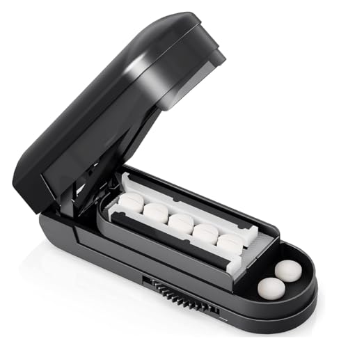 HANNEA® Multiple Pill Splitter, Adjustable Pill Splitter Cutter with Accurate Pill Alignment, Stainless Steel Cutting Blade and Blade Guard for Multi Tablets, Vitamins, Black - Image 1
