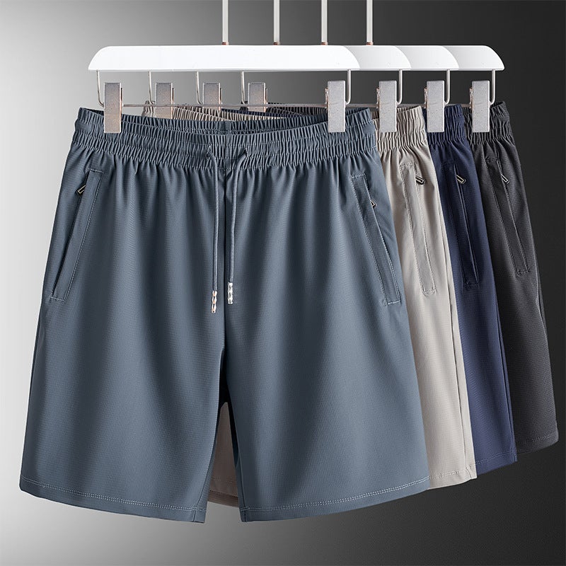 Ice Silk Shorts Men'S Summer Thin Pure Color Sports Five-Point Pants Men'S Loose Casual Beach Pants Large Size - Image 2