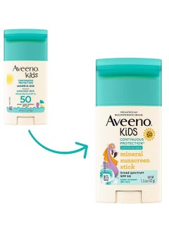 Aveeno Aveeno Kids Continuous Protection Sensitive Skin Mineral SPF 50 Sunscreen Stick, 1.5 oz  - Image 2