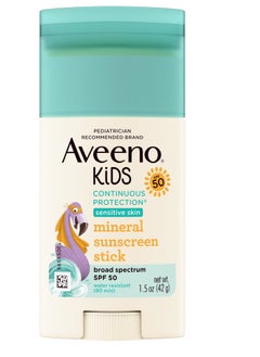 Aveeno Kids Continuous Protection Sensitive Skin Mineral SPF 50 Sunscreen Stick, 1.5 oz