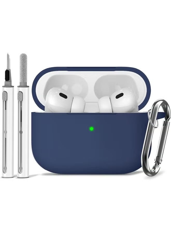 غطاء حماية ناعم من السيليكون لسماعات AirPods Pro 2 مع مجموعة تنظيف وسلسلة مفاتيح - Image 1